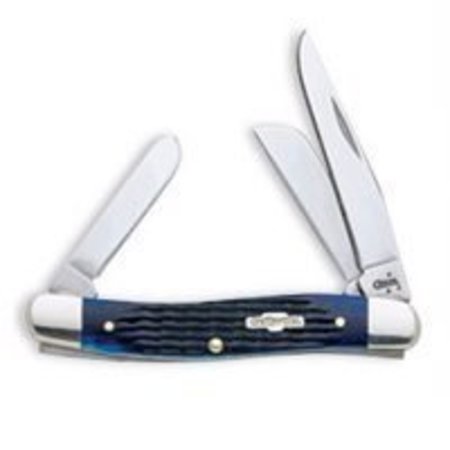 CASE Folding Pocket Knife, 2.57 in Clip, 1.88 in Sheep Foot, 1.71 in Spey L Blade, 3-Blade, Blue Handle 2801